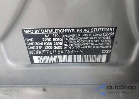 2005 Mercedes-Benz E 55 Amg из США, поврежденный, VIN WDBUF76J15A768563